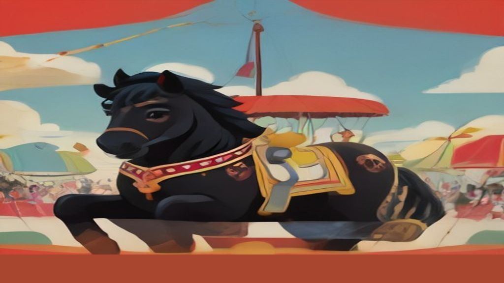 Comic illustration of a carousel merry-go-round